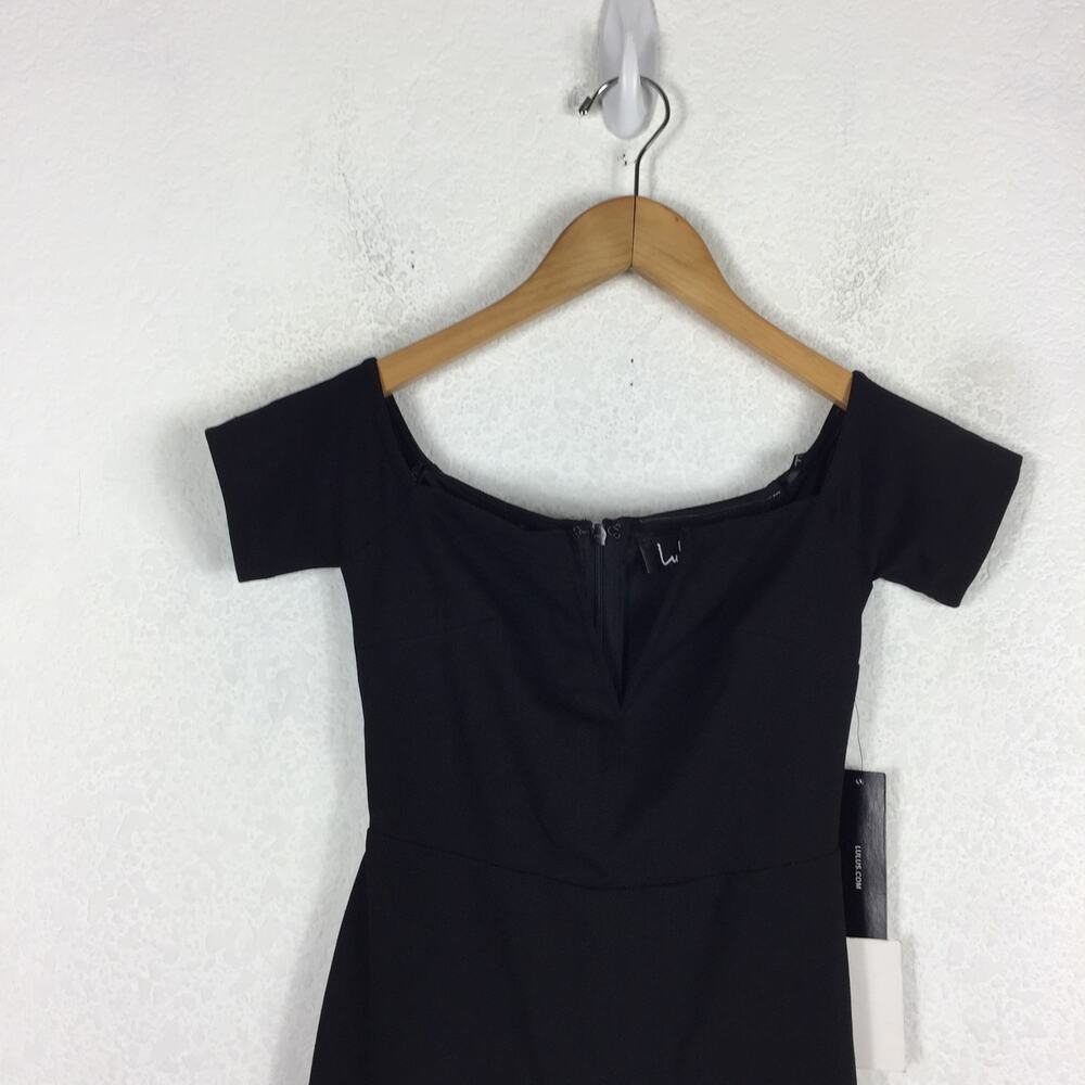 NWT Lulus Lynne Black Off-the-Shoulder Stretch Crepe Maxi Dress Gown XS - Picture 4 of 13